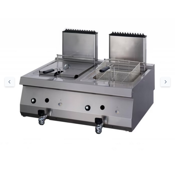  Φριτέζα βαρέως τύπου - 2 x 12L - αέριο - διπλή μονάδα - με βρύση αποστράγγισης - 70cm βάθος